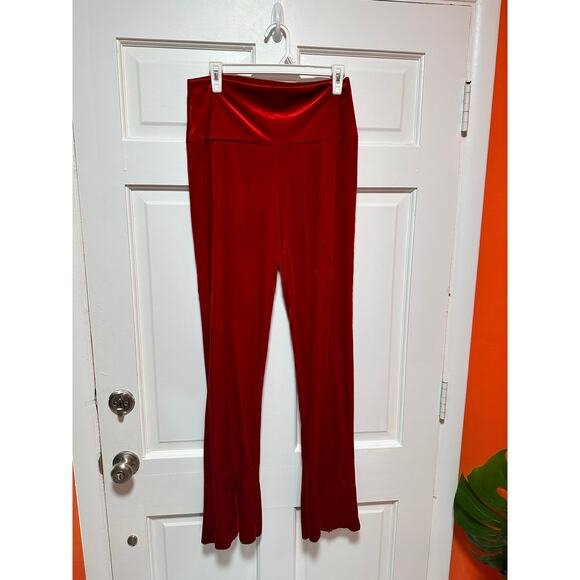 Norma Kamali Active Spat Velvet Leggings Tango Red Size Large - Picture 2 of 9